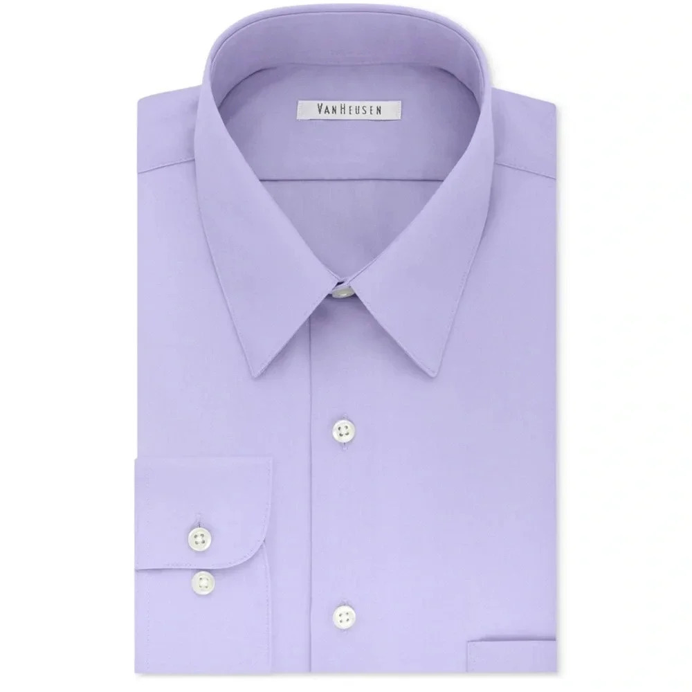 Men's Big & Tall Classic/ Regular Fit Wrinkle Free Poplin Solid Dress Shirt - Picture 3 of 7